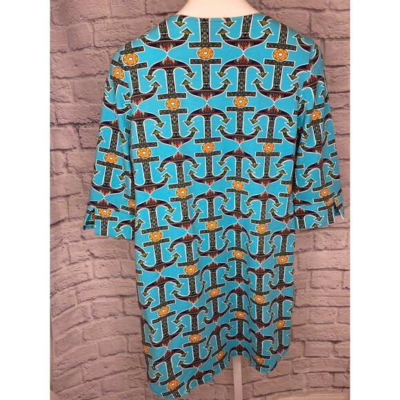Tracy Negoshian Anchor Print Dress Size MED Ladies Half Button Blue Color - Picture 5 of 9